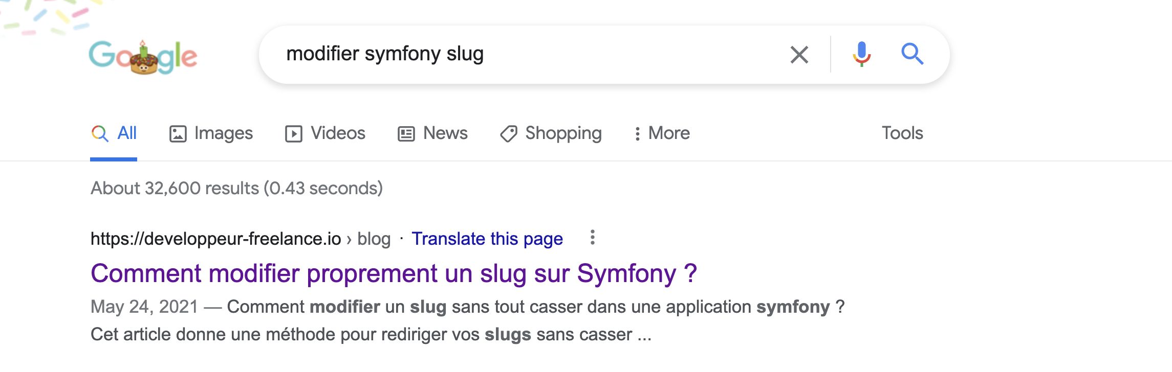 Google search - How do I edit a Symfony slug?